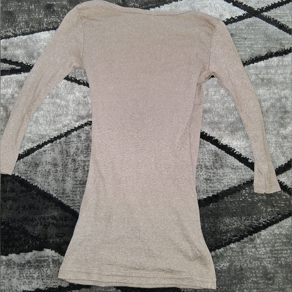 EUC Michael Stars One Size Light Brown Tan Sparkly Long Sleeved Tshirt! - Picture 6 of 8